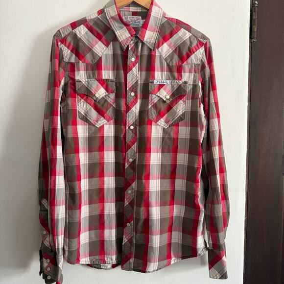 TRUE RELIGION | Y2K Vintage Western Style Plaid Pearl Snap Shirt | Medium - Picture 1 of 7